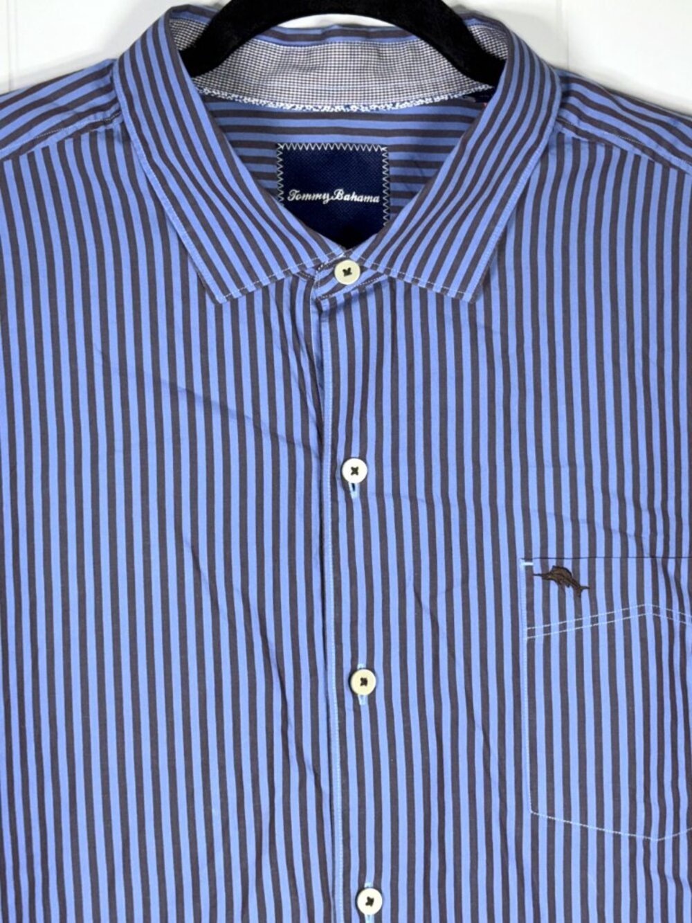 Tommy Bahama Blue Pin-Stripe Button-Down L/Sleeve Dress Shirt Pima Cotton Men XL - Picture 2 of 7